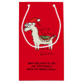ラマ・クリスマス・キッズ可愛おもしろいい スモールペーパーバッグ (裏面)