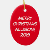 ラマ・クリスマス・キッズ可愛おもしろいい セラミックオーナメント (裏面)