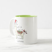 ラマ・クリスマス・キッズ可愛おもしろいい ツートーンマグカップ (正面左)