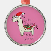 ラマ・クリスマス・キッズ可愛おもしろいい メタルオーナメント (正面)