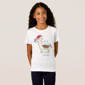 ラマ・クリスマス・キッズ可愛おもしろいい Tシャツ (正面フル)