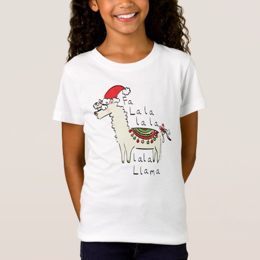 ラマ・クリスマス・キッズ可愛おもしろいい Tシャツ (正面)