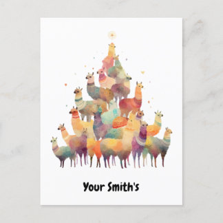 ラマ・クリスマス シーズンポストカード