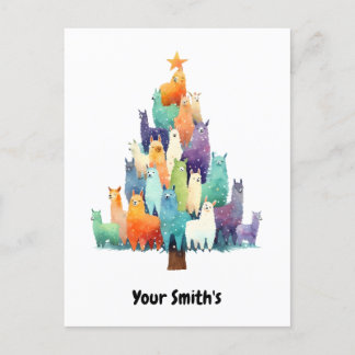 ラマ・クリスマス シーズンポストカード