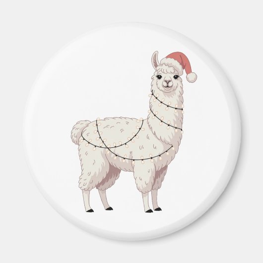 ラマ クリスマス ライト 丈夫な動物好き アルパカ マグネット (正面)