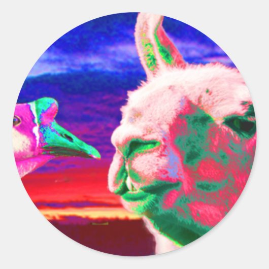 ラマ，グース，オルカ，ヤギ，バニー・モンタージュ ラウンドシール (正面)