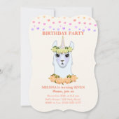 ラマ・コーン7th誕生日パーティーへの招待 招待状 (正面)