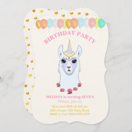 ラマ・コーン7th誕生日パーティーへの招待 招待状