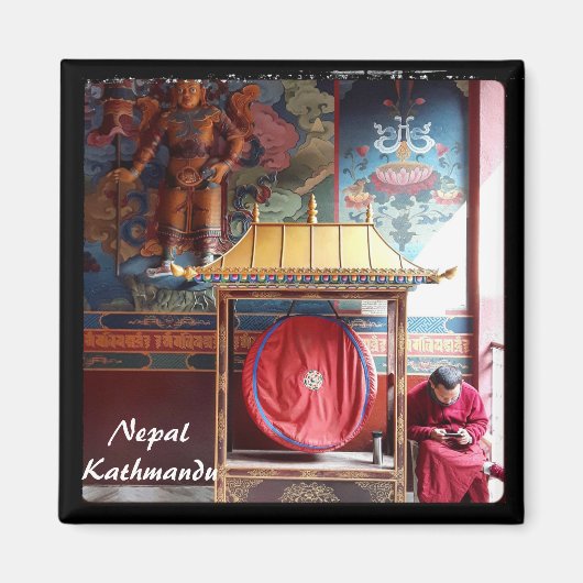 ラマ，ゴング&電話 – カトマンズ，ネパール マグネット (正面)