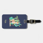ラマ・サクタス水色青パーソナライズされた ラゲッジタグ (正面横)