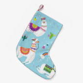 ラマ&サボテン：かわいいヴィンテージセット スモールクリスマスストッキング (正面 (吊り時))