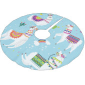 ラマ&サボテン:かわいいヴィンテージセット ブラッシュドポリエステルツリースカート (アングル)