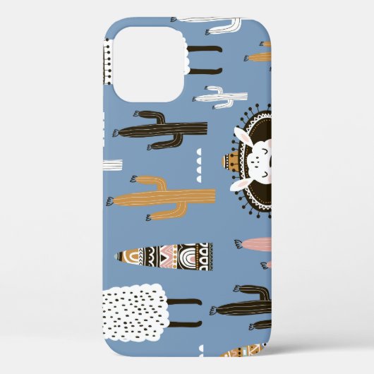 ラマ、サボテン、手描き要素パターン。 Case-Mate iPhoneケース (裏面)