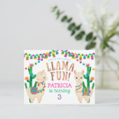 ラマ , フィエスタ 誕生日 招待状 ポストカード (スタンド正面)