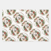 ラマ，ベビー鹿と松の木，休日，クリスマス， ラッピングペーパーシート (正面3)