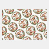 ラマ，ベビー鹿と松の木，休日，クリスマス， ラッピングペーパーシート (正面2)