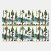 ラマ，ベビー鹿と松の木，休日，クリスマス， ラッピングペーパーシート (正面)