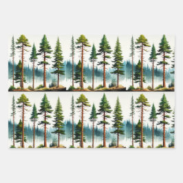 ラマ，ベビー鹿と松の木，休日，クリスマス， ラッピングペーパーシート