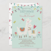 ラマ&ママベイビーシャワー招待状ミント 招待状 (正面/裏面)