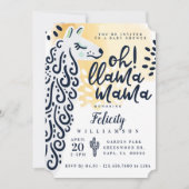 ラマ・ママ&ストライプ – ベビー男女兼用シャワー 招待状 (正面)