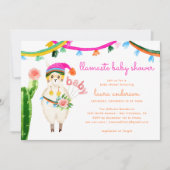 ラマ・メキシコカラフルンおもしろい赤ちゃんシャワー 招待状 (正面)