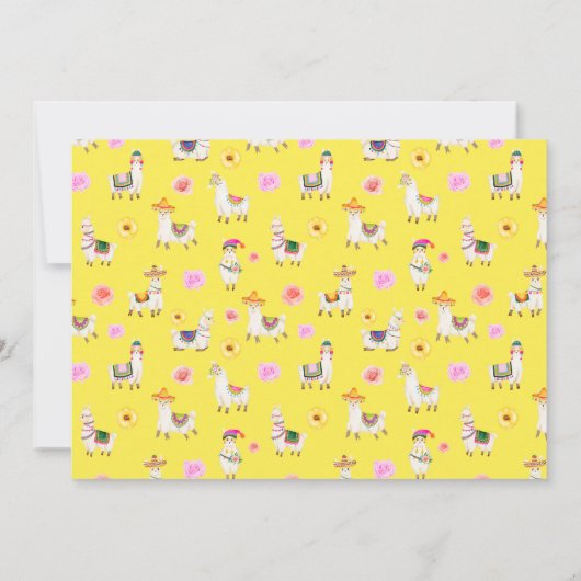 ラマ・メキシコカラフルンおもしろい赤ちゃんシャワー 招待状 (裏面)