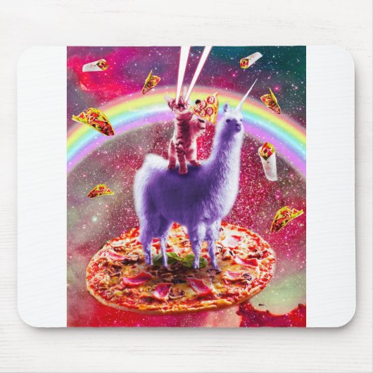 ラマ・ユニコーンに乗るレーザーアイズ宇宙猫 マウスパッド (正面)