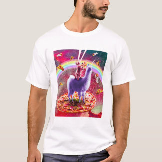 ラマ・ユニコーンに乗るレーザーアイズ宇宙猫 Tシャツ