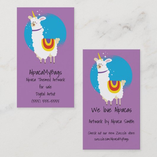 ラマ・ユニコーン 名刺 (正面/裏面)