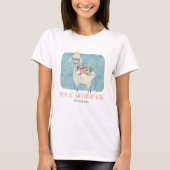 ラマ ラブ 水彩 かわいい お誕生日おめでとうママ Tシャツ (正面)