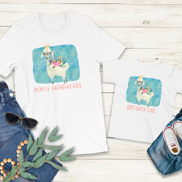 ラマ ラブ 水彩 かわいい お誕生日おめでとうママ Tシャツ