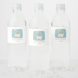 ラマ ラブ 水彩 かわいい 誕生日パーティー ペットボトルラベル