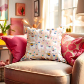 ラマ・ラマ可愛いラマ柄オンピンク クッション