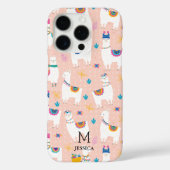 ラマ・ラマ可愛いラマ柄オンピンク Case-Mate iPhoneケース (裏面)