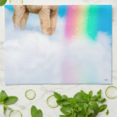 ラマ・リッキング・レインボー キッチンタオル (折り畳み)