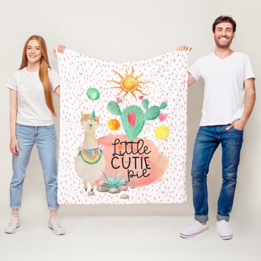 ラマ·リトル·かわいこちゃん·パイに愛らしい水彩画 フリースブランケット (インサイチュ)