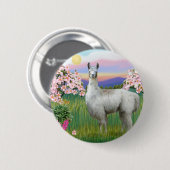 ラマ&春の花 缶バッジ (正面&裏面)