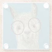 ラマSpecs -円形の接眼レンズ ガラスコースター (裏面)