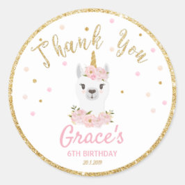 ラマUnicornありがとうステッカーラベルパーティーの好意 ラウンドシール