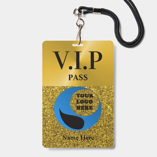 ラミネート加工のカスタムVIPパス+ランヤード バッジ (正面（ネックストラップ付）)