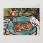 ラミノウ猫花瓶カーネスザンヌバラドン ポストカード (正面)
