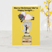 ラムおもしろいクリスマスの下でブレンダーでワルツを踊る カード (黄色い花)