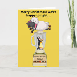 ラムおもしろいクリスマスの下でブレンダーでワルツを踊る カード