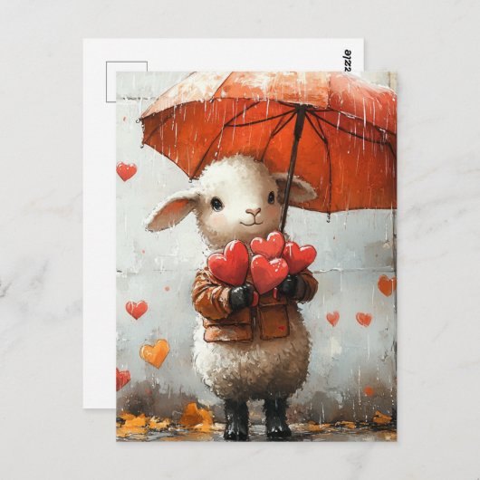 ラムとハートと傘 ポストカード (正面/裏面)