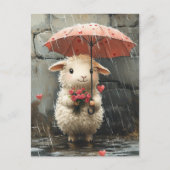 ラムとハート、バラ、傘 ポストカード (正面)
