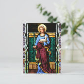 ラムとヤシの葉を持つローマの聖アグネス ポストカード (スタンド正面)