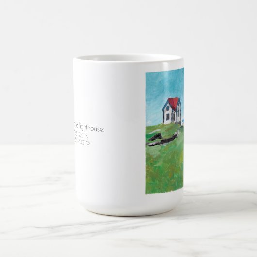 ラムアイランドライトハウス、メイン、ラージコーヒーマグ コーヒーマグカップ (中央)