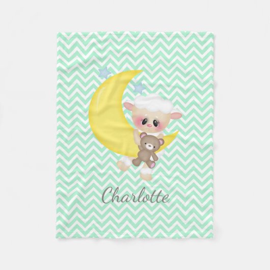 ラムアンドクレセントムーン子供部屋 フリースブランケット (正面)