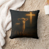 ラムアンドクロスクリスチャンナイトアートプリント枕 クッション (ブランケット)