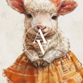 ラムオレンジ絵を描のスカートかわいい羊の動物 ポスター